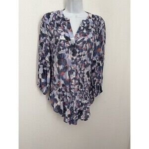 Zac & Rachel Embroidered Top Women Sz M Pullover Gauze 3/4 Sleeve Boho Festival